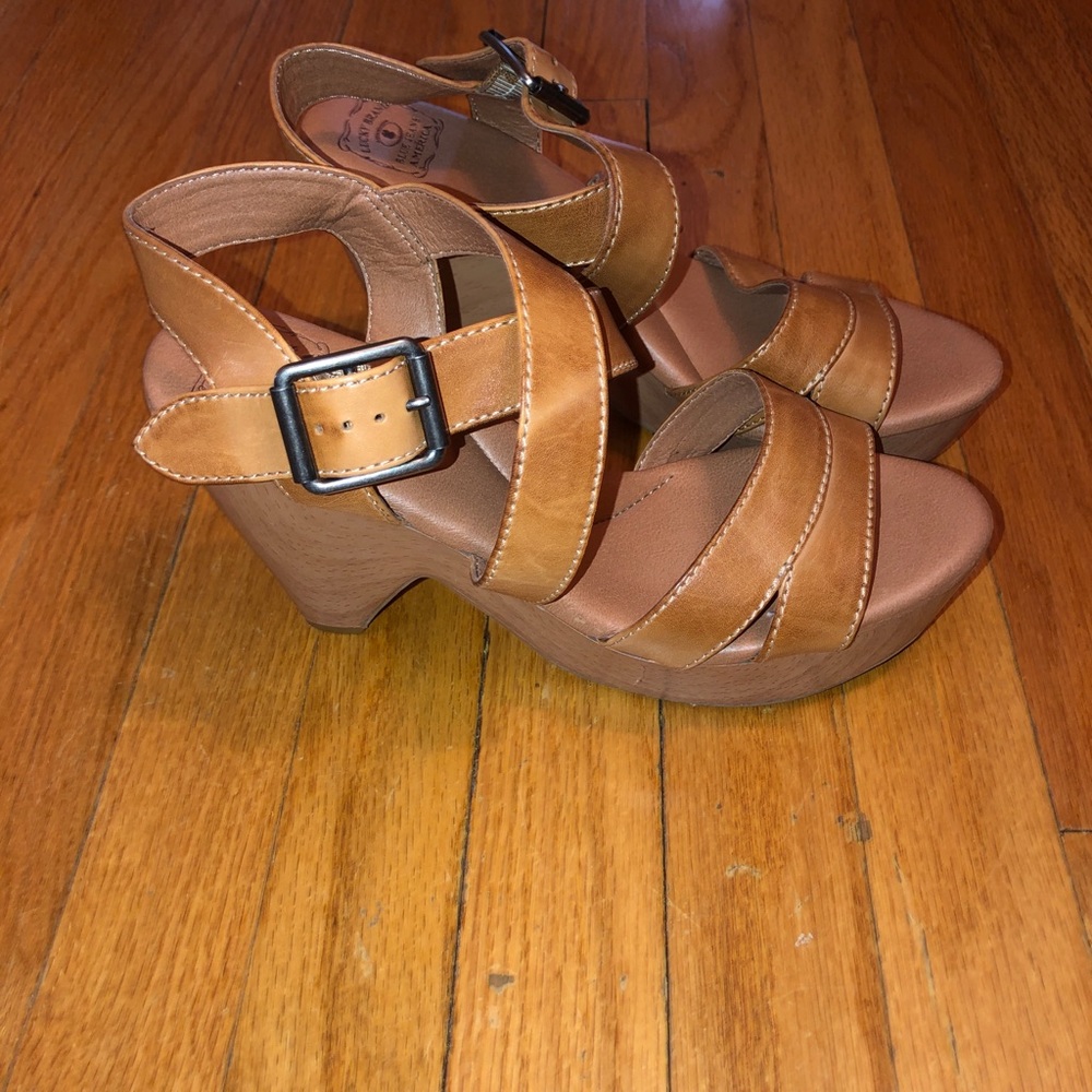 Lucky Brand Womens Heels Wooden Finish Strapped